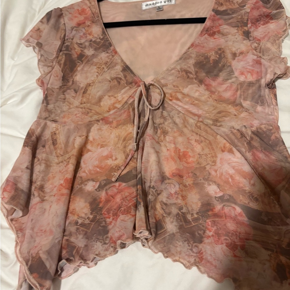 Madden Girl Floral Tie-Front Blouse